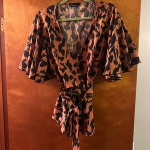 Shein Animal Print Wrap Shirt